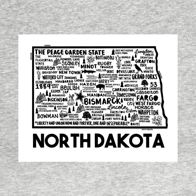 North Dakota Map by fiberandgloss